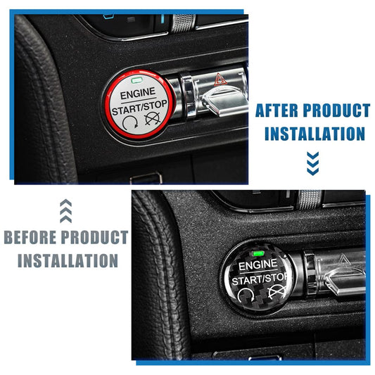 AIRSPEED Carbon Fiber Engine Start/Stop Button Decorative Sticker for 2015-2019 Ford Mustang - product view