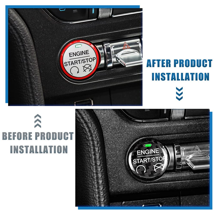 AIRSPEED Carbon Fiber Engine Start/Stop Button Decorative Sticker for 2015-2019 Ford Mustang
