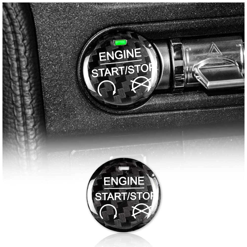 AIRSPEED Carbon Fiber Engine Start/Stop Button Decorative Sticker for 2015-2019 Ford Mustang - detail view 3