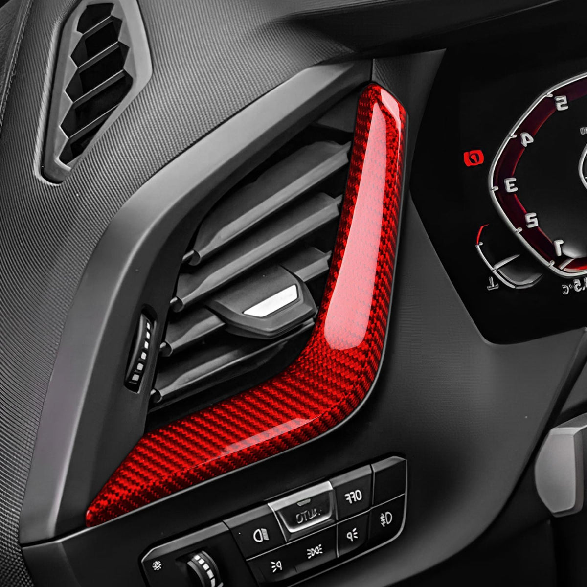 AIRSPEED Carbon Fiber Driver-Side Center Console Air Vent Frame Sticker for BMW 1 Series/3 Series F40 & 2 Series F44 (2020-2024) - detail view 5