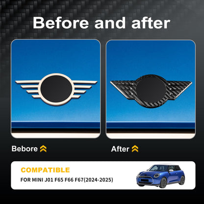 AIRSPEED Hard Carbon Fiber Exterior Logo Frame Cover Sticker for MINI J01 EV, F65, F66 & F67 (2024-2025, RHD) - detail view 3