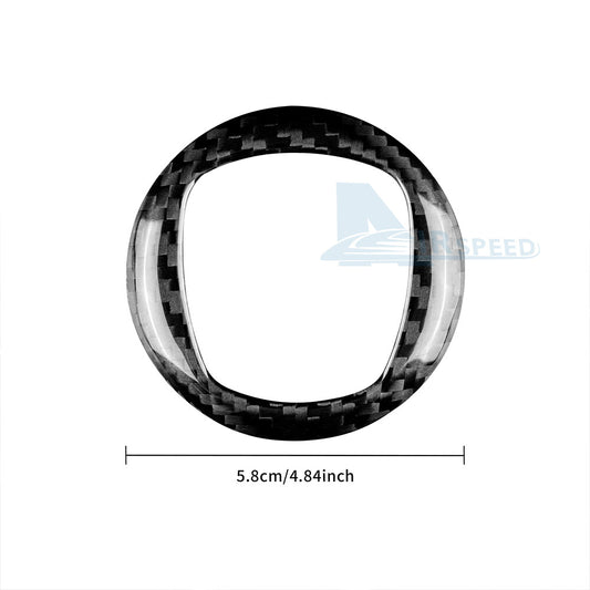 For Fiat 500 2020-2024 Car Steering Wheel Center Cover Trim Carbon Fiber BLACK - detail view