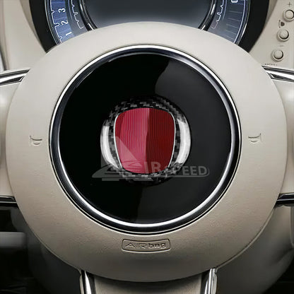 For Fiat 500 2020-2024 Car Steering Wheel Center Cover Trim Carbon Fiber BLACK - detail view 4
