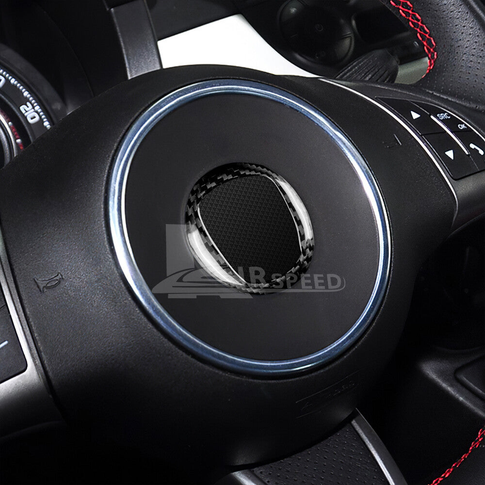 For Fiat 500 2020-2024 Car Steering Wheel Center Cover Trim Carbon Fiber BLACK - detail view 5