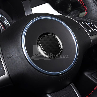 For Fiat 500 2020-2024 Car Steering Wheel Center Cover Trim Carbon Fiber BLACK - detail view 5