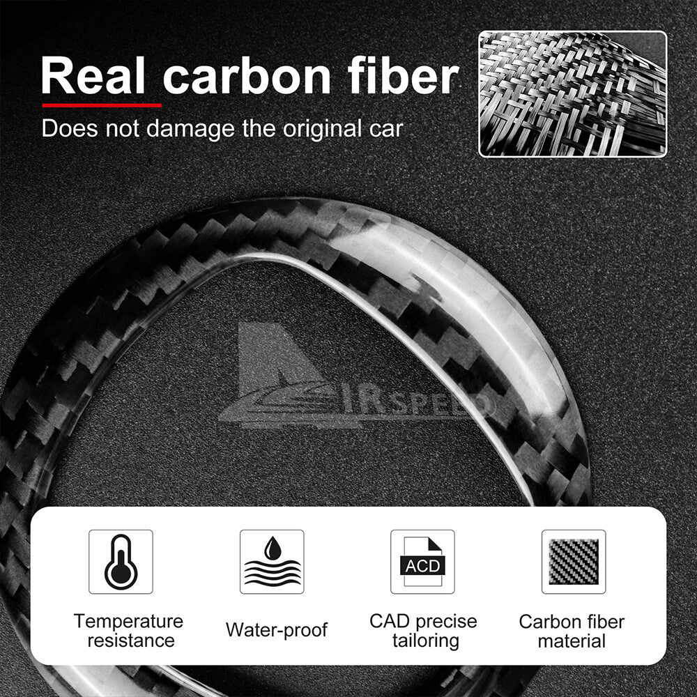 For Fiat 500 2020-2024 Car Steering Wheel Center Cover Trim Carbon Fiber BLACK - detail view 6