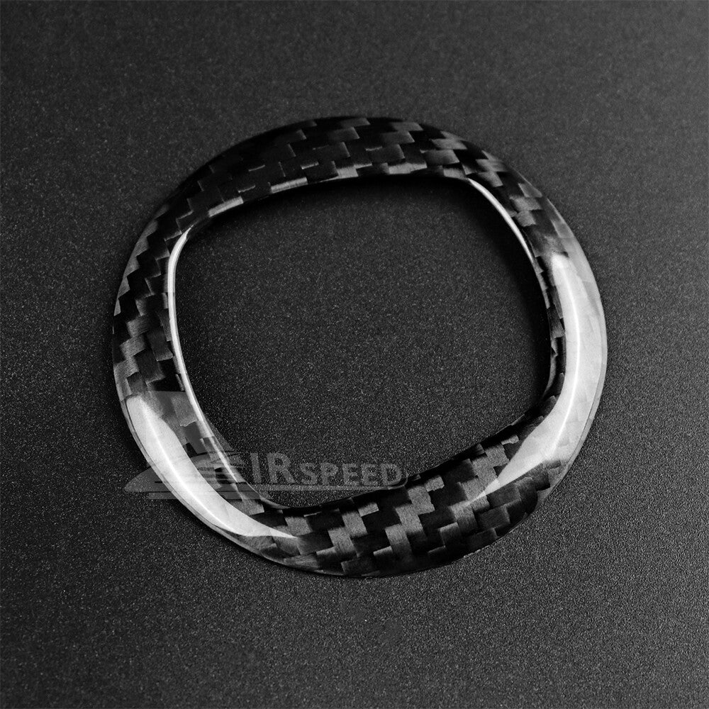For Fiat 500 2020-2024 Car Steering Wheel Center Cover Trim Carbon Fiber BLACK - detail view 7