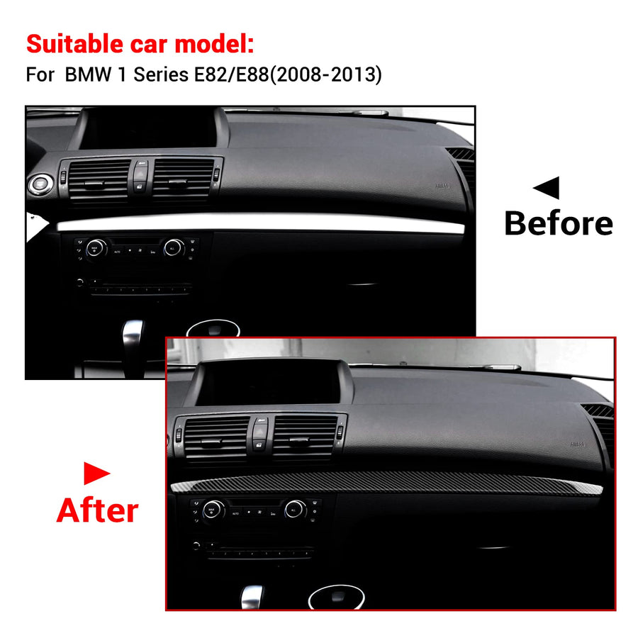 Airspeed Carbon Fiber Car Co-Pilot Instrument Panel Trim Strip Interior Stickers Compatible with BMW 1 Series E82 E88 2008-2013 Accessories
