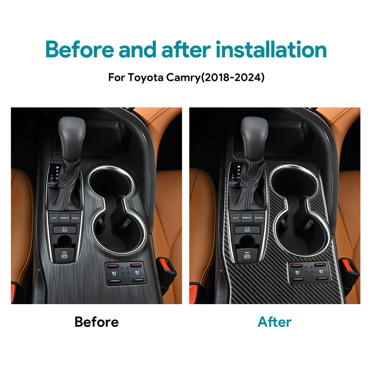 AIRSPEED Carbon Fiber for 2018-2024 Toyota Camry Gear Shift Panel Frame Cover Center Console Interior Trim Accessories - detail view