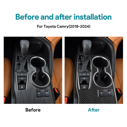 AIRSPEED Carbon Fiber for 2018-2024 Toyota Camry Gear Shift Panel Frame Cover Center Console Interior Trim Accessories - detail view