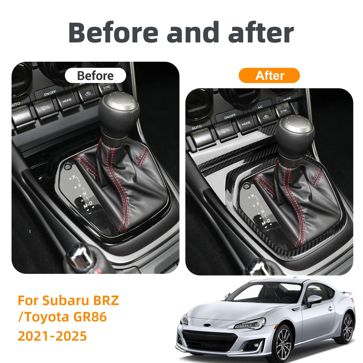 AIRSPEED for Toyota 86 GR86 / Subaru BRZ 2021-2025 Accessory Hard Carbon Fibre Interior Trim Car Center Control Gear Panel Cover Self-adhesive Decal Cool Auto Parts RHD