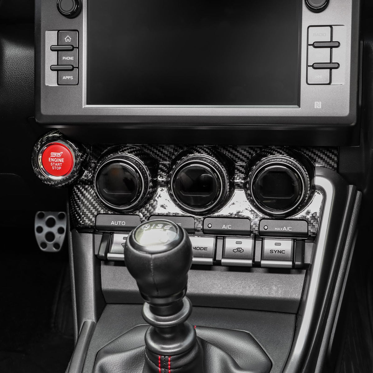 AIRSPEED Hard Carbon Fiber for Toyota GR86 Subaru BRZ 2021 2022 2023 2024 2025 Car Center Console Interior Trim Accessories, Black