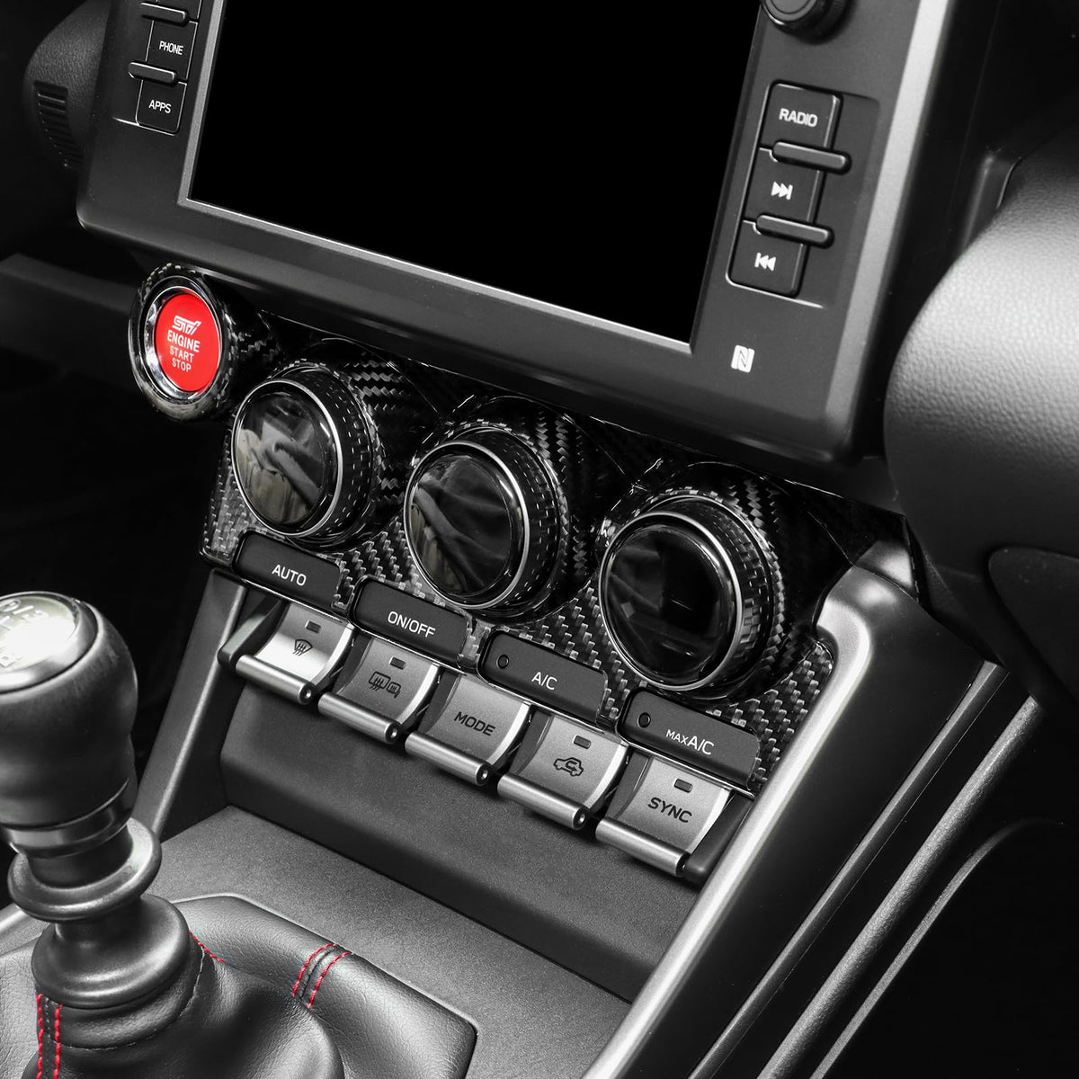 AIRSPEED Hard Carbon Fiber for Toyota GR86 Subaru BRZ 2021 2022 2023 2024 2025 Car Center Console Interior Trim Accessories, Black