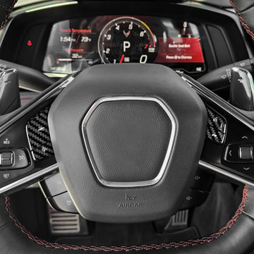 AIRSPEED for Chevrolet Corvette C8 2024 2025 Accessories Carbon Fibre Interior Trim Car Steering Wheel Voice Control Buttons Cover Decoration Self-Adhesive Decal Cool Auto Parts RHD