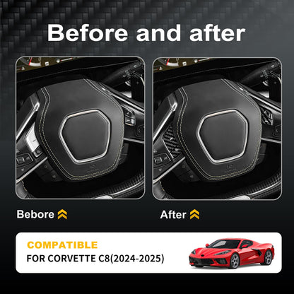 AIRSPEED for Chevrolet Corvette C8 2024 2025 Accessories Carbon Fibre Interior Trim Car Steering Wheel Voice Control Buttons Cover Decoration Self-Adhesive Decal Cool Auto Parts RHD