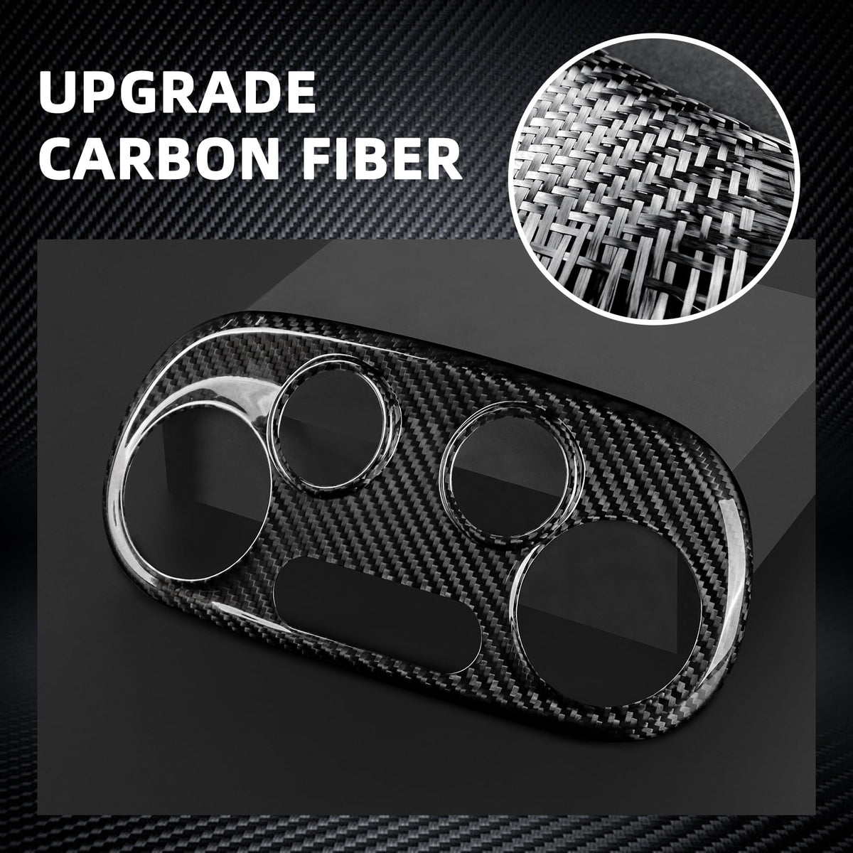 FXETRNL Center Console Air Conditioner Panel Covers for Fiat 500 2008-2023 for Abarth 595 2012-2023, Real Carbon Fiber AC Car Control Switch Adjust Panel Decorative Frame Protect Accessories, Black