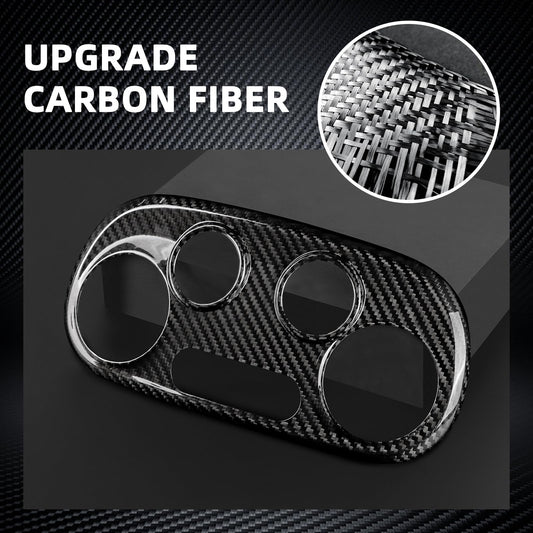 FXETRNL Center Console Air Conditioner Panel Covers for Fiat 500 2008-2023 for Abarth 595 2012-2023, Real Carbon Fiber AC Car Control Switch Adjust Panel Decorative Frame Protect Accessories, Black
