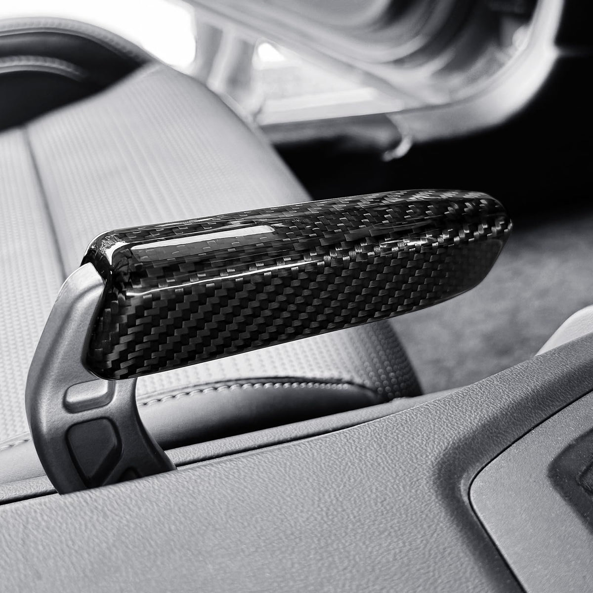 AIRSPEED for 2024 2025 2026 Ford Mustang Parking Brake Handle, Real Carbon Fiber & Aluminum Handle Direct Replacement Parking Brake Lever Racing Style Upgrade Accessories