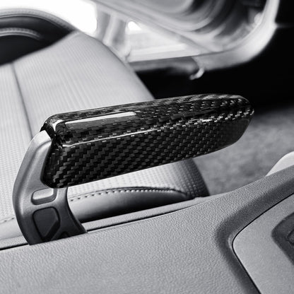 AIRSPEED for 2024 2025 2026 Ford Mustang Parking Brake Handle, Real Carbon Fiber & Aluminum Handle Direct Replacement Parking Brake Lever Racing Style Upgrade Accessories