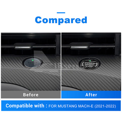 AIRSPEED for Ford Mustang Carbon Fiber Car Engine Start Stop Button Sticker Interior Trim Compatible with Ford Mustang 2015-2023