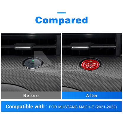 AIRSPEED for Ford Mustang Carbon Fiber Car Engine Start Stop Button Sticker Interior Trim Compatible with Ford Mustang 2015-2023