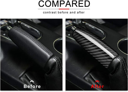 AIRSPEED Carbon Fiber Car Handbrake Cover Parking Grip Handle Lever Sleeve Protector Case for Ford Mustang 2015-2019 Accessories