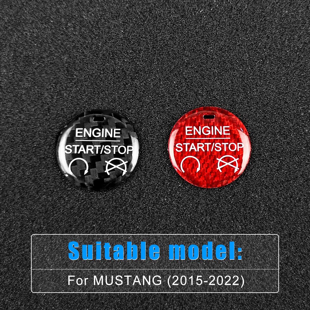AIRSPEED Carbon Fiber Engine Start/Stop Button Decorative Sticker for 2015-2019 Ford Mustang - detail view