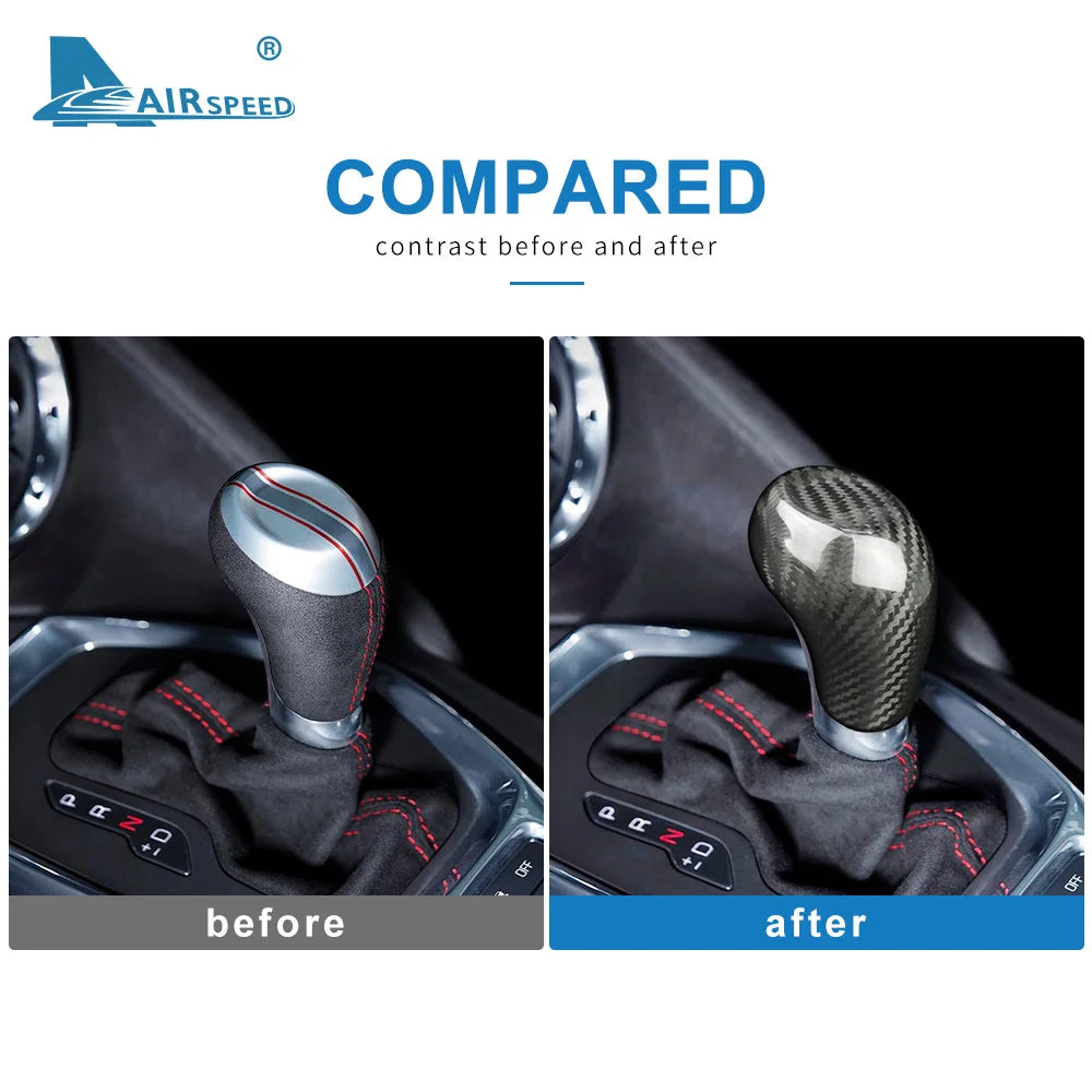 Real Hard Carbon Fiber For Camaro 2016 2017 2018 2019 2020 2021 2022 2023 2024 Gear Head Shift Knob Cover Sticker Accessories