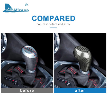 Real Hard Carbon Fiber For Camaro 2016 2017 2018 2019 2020 2021 2022 2023 2024 Gear Head Shift Knob Cover Sticker Accessories