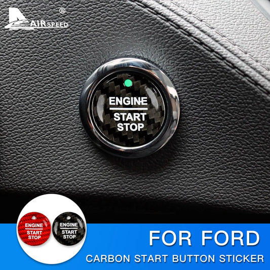 Real Hard Carbon Fiber for Ford Everest Mondeo Ecoboost Escort F150 Explorer Focus Edge Car Ignition Start Button Cover Sticker - product view