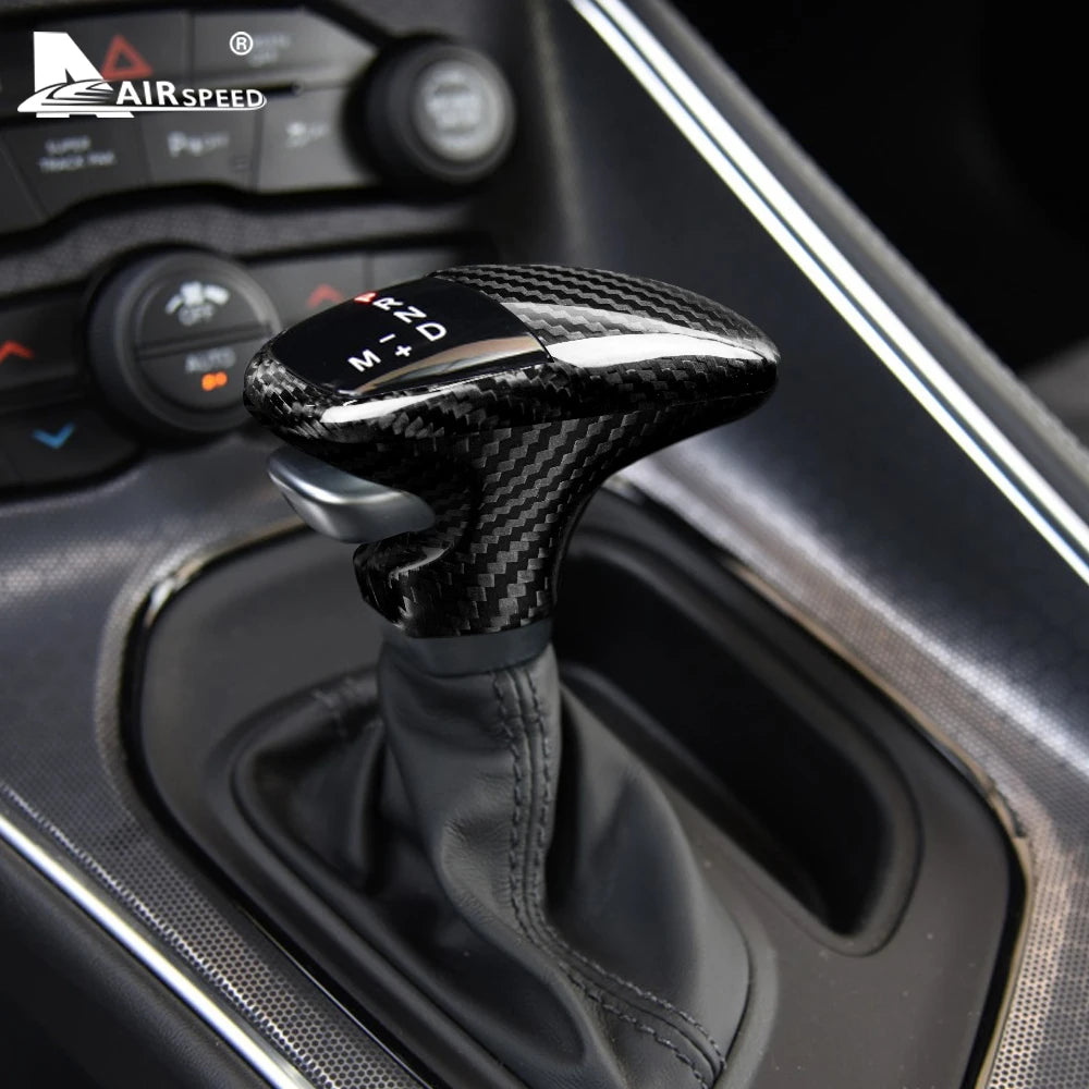 Real Hard Carbon Fiber for Dodge Challenger Charger 2015 2016 2017 2018 2019 2020 2021 2022 2023 Car Gear Shift Knob Cover