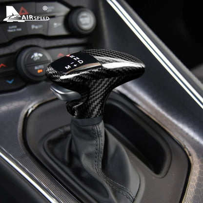 Real Hard Carbon Fiber for Dodge Challenger Charger 2015 2016 2017 2018 2019 2020 2021 2022 2023 Car Gear Shift Knob Cover