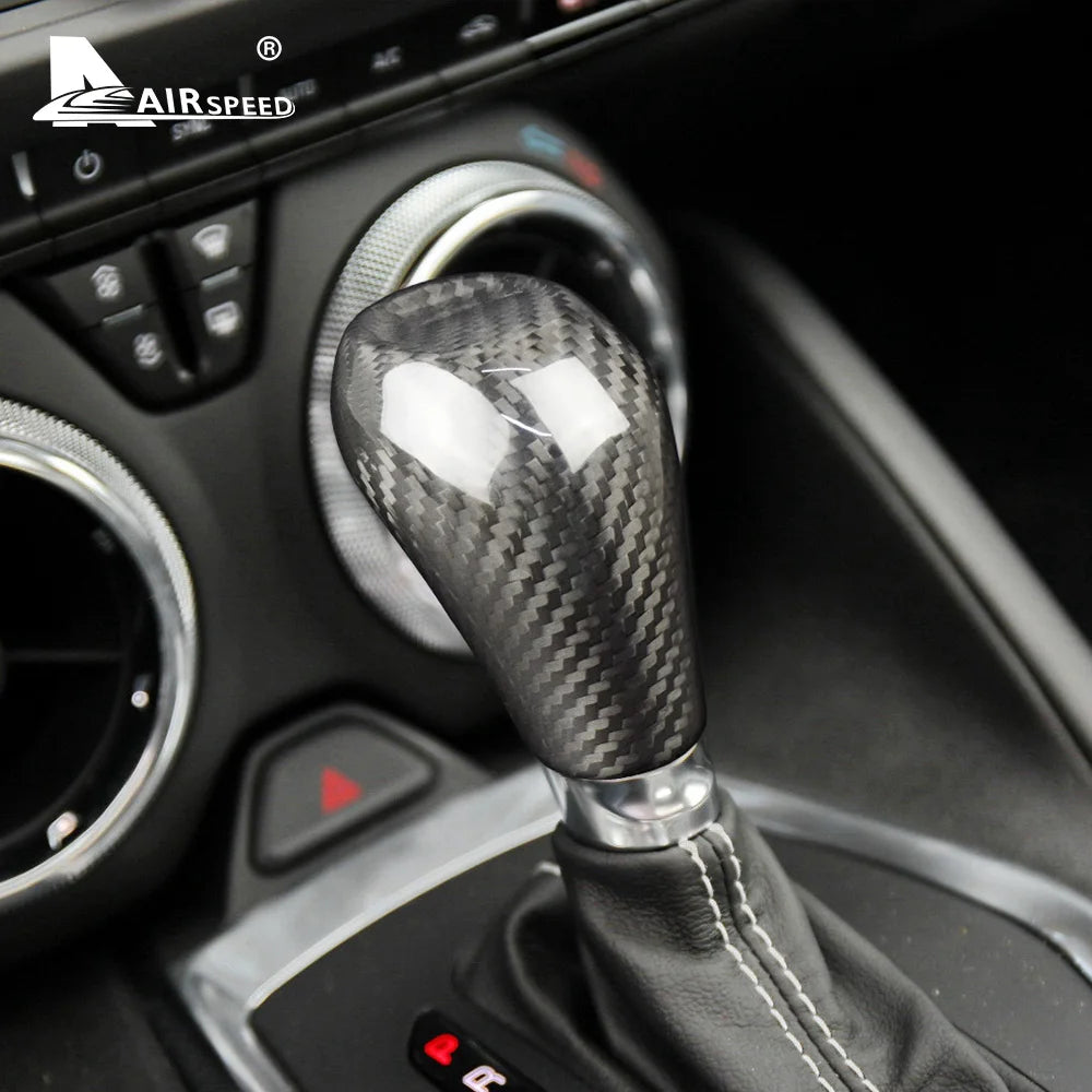 Real Hard Carbon Fiber For Camaro 2016 2017 2018 2019 2020 2021 2022 2023 2024 Gear Head Shift Knob Cover Sticker Accessories