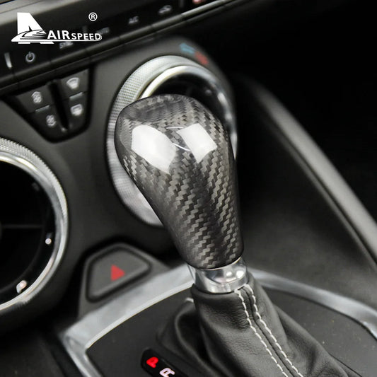 Real Hard Carbon Fiber For Camaro 2016 2017 2018 2019 2020 2021 2022 2023 2024 Gear Head Shift Knob Cover Sticker Accessories