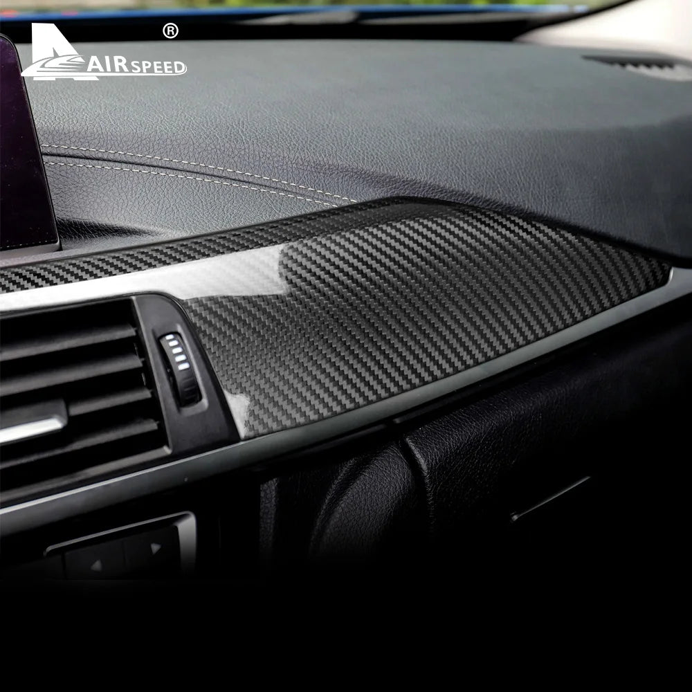 LHD for BMW F30 F31 F32 F33 F34 F36 F80 Accessories Real Carbon Fiber Car Dashboard Panel Decorative Cover Sticker Interior Trim