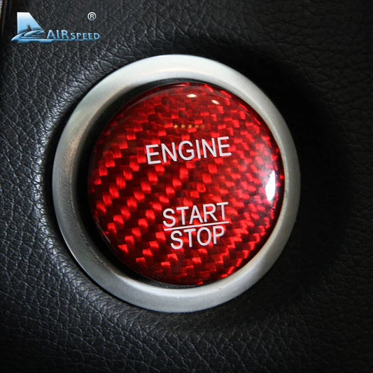 Real Hard Carbon Fiber Car Engine Start Button Trim Cover For Mercedes Benz C Class W205 W176 W246 C117 GLC X253 AMG ML GLE - detail view