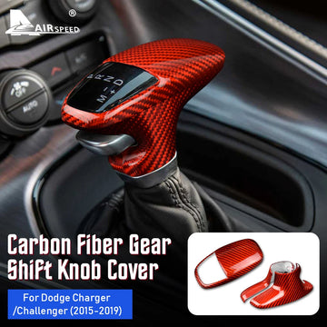 Real Hard Carbon Fiber for Dodge Challenger Charger 2015 2016 2017 2018 2019 2020 2021 2022 2023 Car Gear Shift Knob Cover