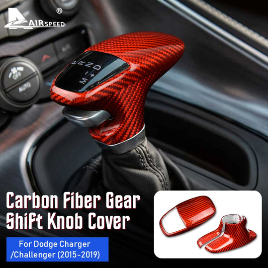 Real Hard Carbon Fiber for Dodge Challenger Charger 2015 2016 2017 2018 2019 2020 2021 2022 2023 Car Gear Shift Knob Cover
