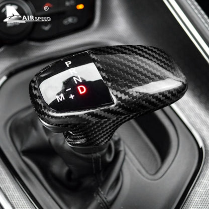 Real Hard Carbon Fiber for Dodge Challenger Charger 2015 2016 2017 2018 2019 2020 2021 2022 2023 Car Gear Shift Knob Cover