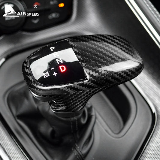 Real Hard Carbon Fiber for Dodge Challenger Charger 2015 2016 2017 2018 2019 2020 2021 2022 2023 Car Gear Shift Knob Cover
