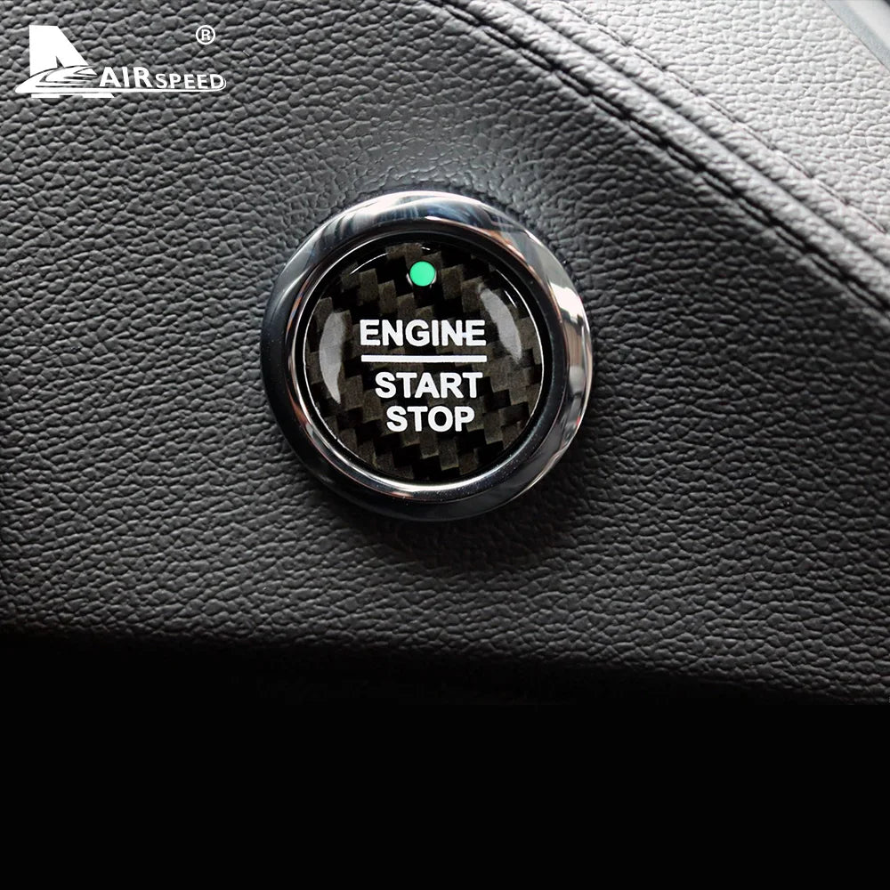 Real Hard Carbon Fiber for Ford Everest Mondeo Ecoboost Escort F150 Explorer Focus Edge Car Ignition Start Button Cover Sticker - detail view 3