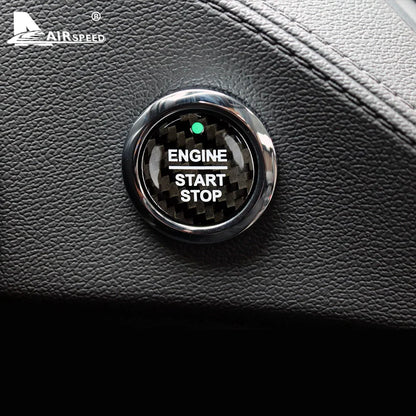 Real Hard Carbon Fiber for Ford Everest Mondeo Ecoboost Escort F150 Explorer Focus Edge Car Ignition Start Button Cover Sticker - detail view 3