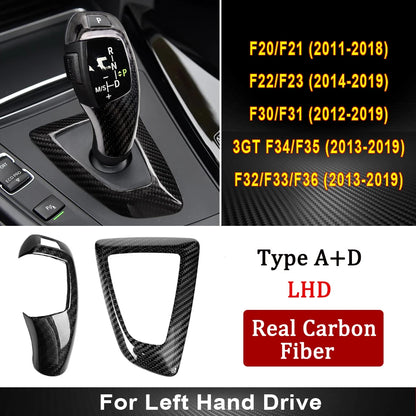 Real Carbon Fiber for BMW F30 F10 F15 F07 F20 F21 F22 F32 F34 F35 5GT Car Gear Shift Panel Frame Gear Knob Cover Head Trim