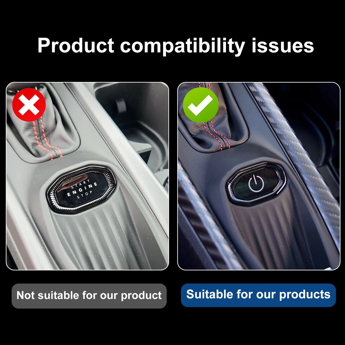 For Dodge Charger 2024 2025 2026 2027 Start Engine Stop Button Cover RHD LHD Real Hard Carbon Fiber Sticker Car Interior Trim