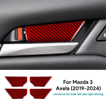 Real Soft Carbon Fiber Sticker For Mazda 3 2019-2025/CX-30 2020-2025 LHD RHD Car Inner Door Bowl Panel Interior Trim Accessories