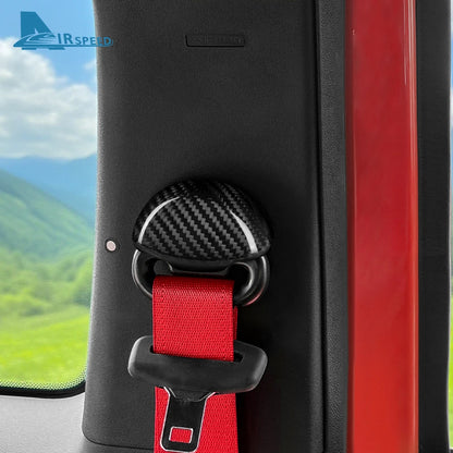 Real Dry Hard Carbon Fiber Sticker For Abarth 595 695 595C 695C Fiat 500 500C 2008-2024 LHD RHD Car Seat Belt Interior Cover