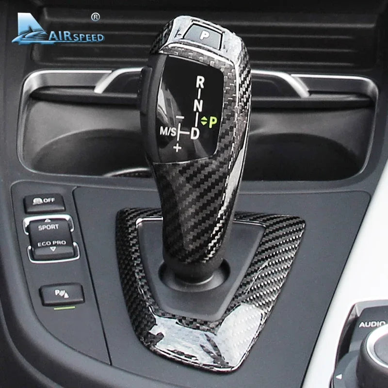 Real Carbon Fiber for BMW F30 F10 F15 F07 F20 F21 F22 F32 F34 F35 5GT Car Gear Shift Panel Frame Gear Knob Cover Head Trim
