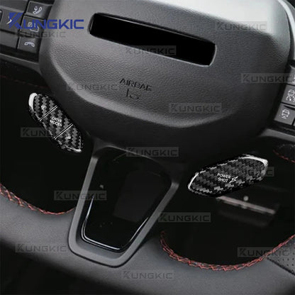 Fiber Steering Wheel Button Sticker For Dodge Charger 2024 2025 2026 2027 LHD RHD Car Real Dry Hard Carbon Interior Accessories