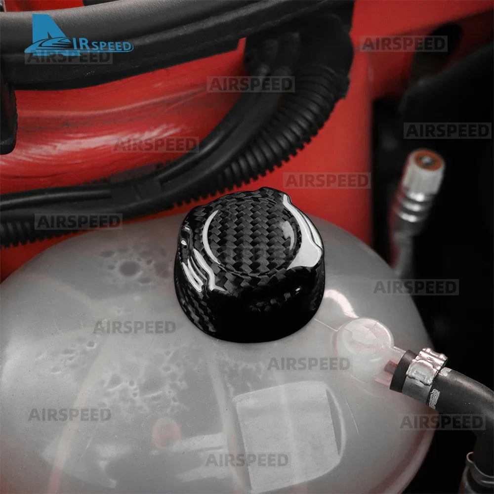 For Abarth 595 595C 695 695C /Fiat 500 500C 2016-2024 Real Dry Hard Carbon Fiber LHD RHD Car Coolant Cap Trim Cover Accessories - detail view 3