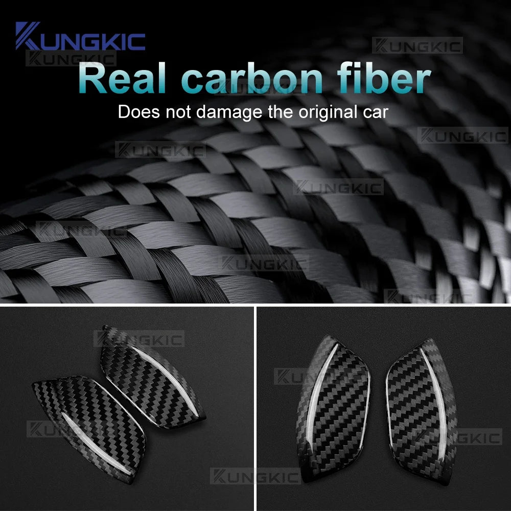 Real Dry Hard Carbon Fiber Car Headlight Spray Cover Sticker For Abarth 595 695 595C 695C 2012-2024, Fiat 500 500C 2009-2024